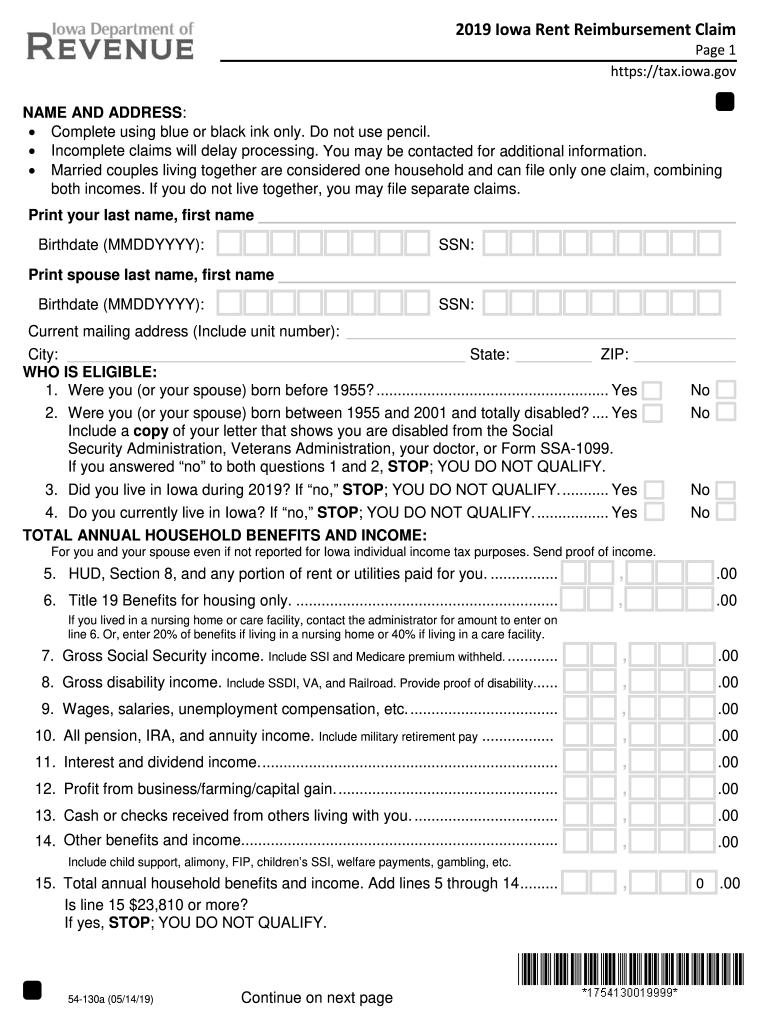 2019 2021 Form IA DoR 54 130 Fill Online Printable Fillable Blank