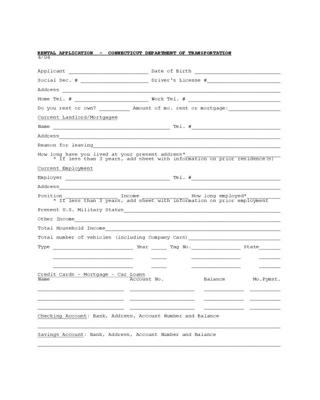 2019 Rental Application Form Fillable Printable PDF Forms Handypdf