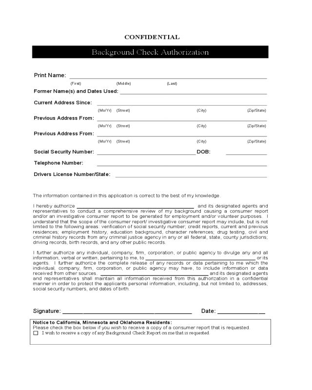 2021 Rental Background Check Form Fillable Printable PDF Forms 