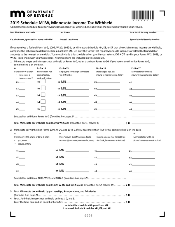 Fill Free Fillable Minnesota Department Of Revenue PDF Forms