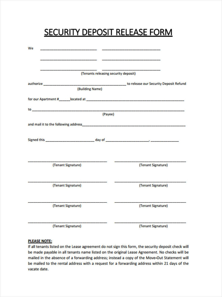 FREE 6 Rental Deposit Forms In PDF