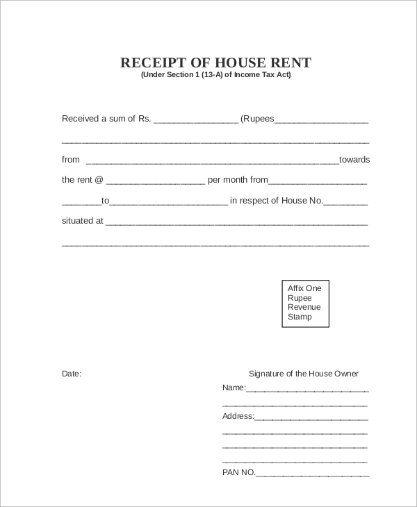 FREE 7 Sample Rent Receipts In PDF