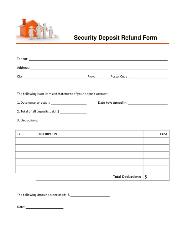 FREE 9 Sample Security Deposit Refund Forms In PDF MS Word