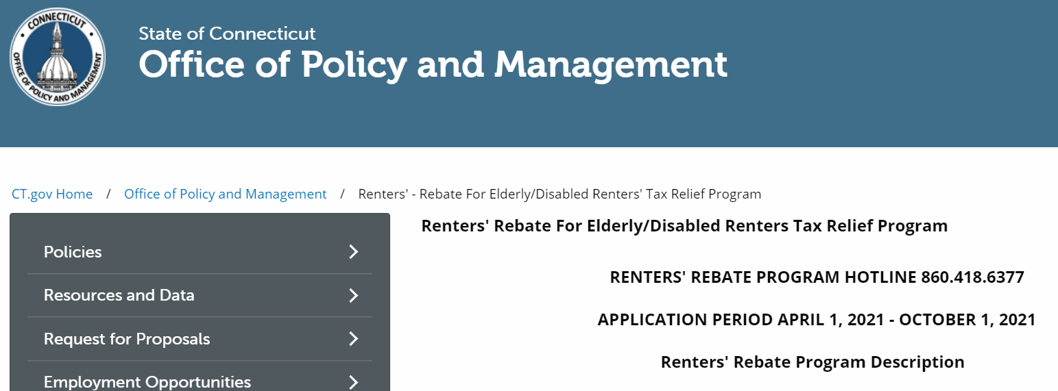 Renters Rebate Program Open From April 1st Through October 1st