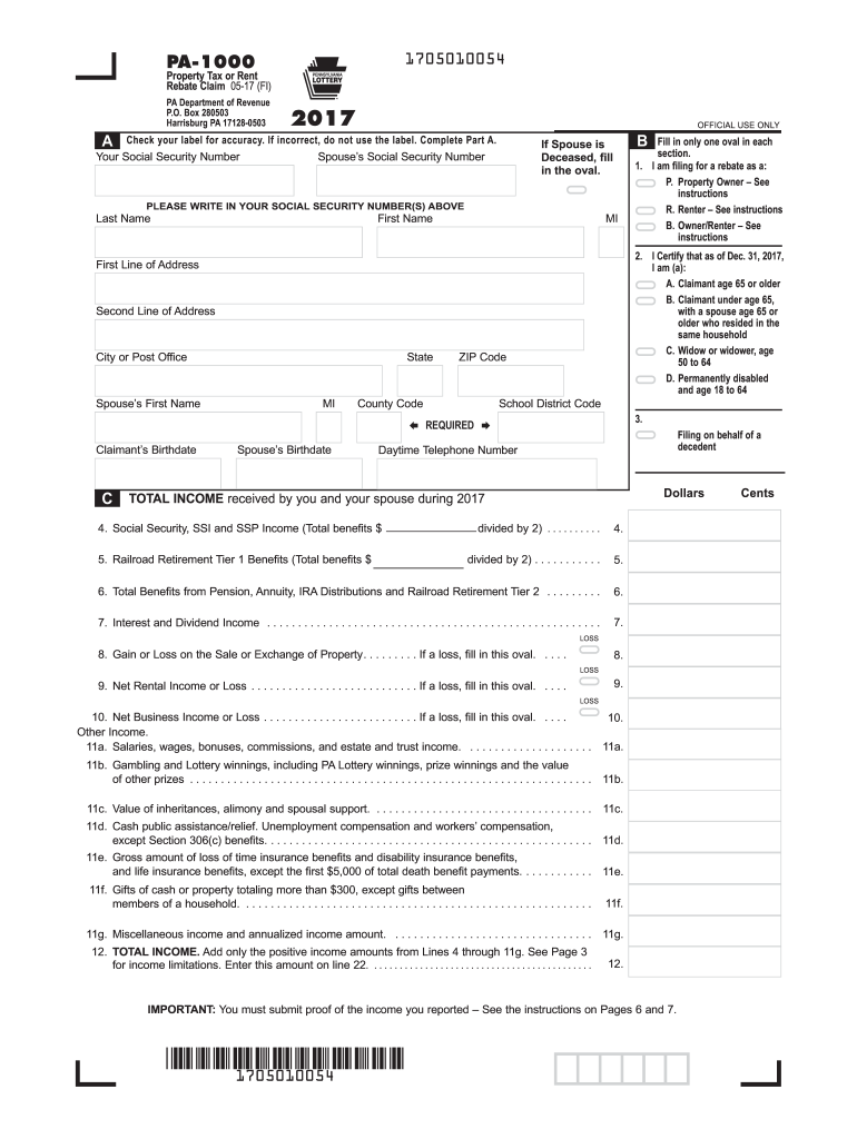 PA PA 1000 2017 Fill Out Tax Template Online US Legal Forms