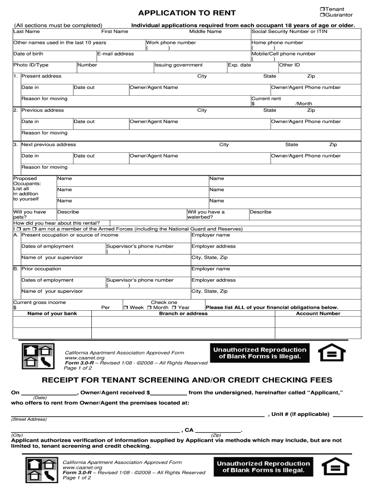 Application To Rent California Fill Out Sign Online DocHub