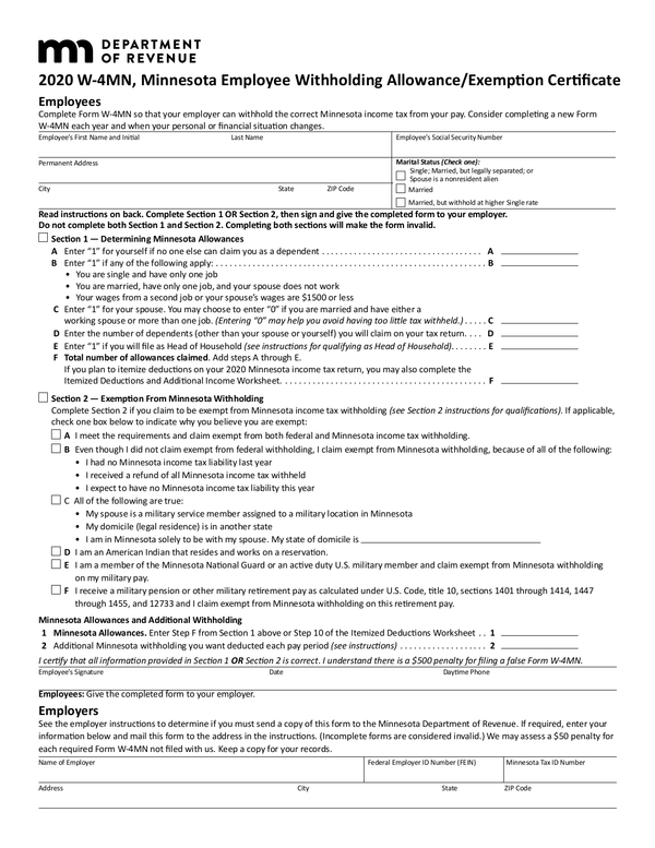 Fill Free Fillable Minnesota Department Of Revenue PDF Forms