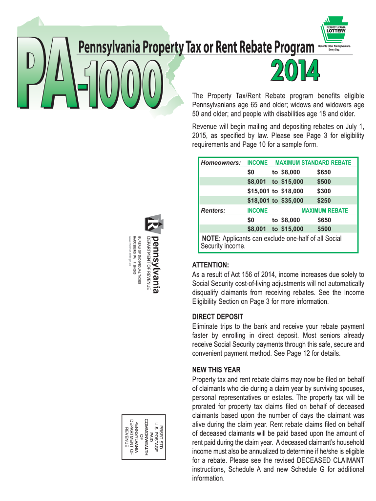 Pa Rent Rebate Form 2020 Fill Online Printable Fillable Blank 